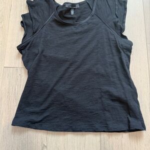 WHBM Small Black Cap Sleeve Women's Top